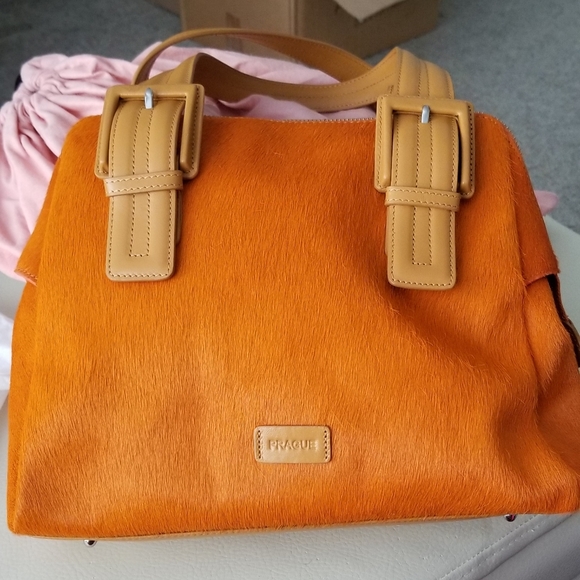 Prague Handbags - Prague Orange Calf Hair Bag